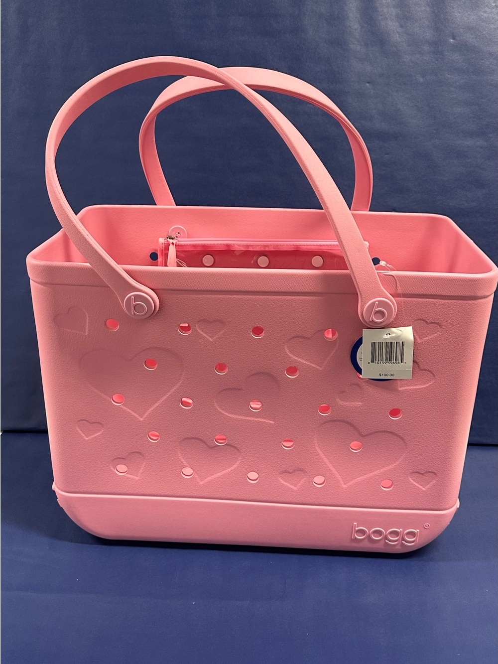NWT Original Bogg Bag Pastel Light Pink Pressed Hearts